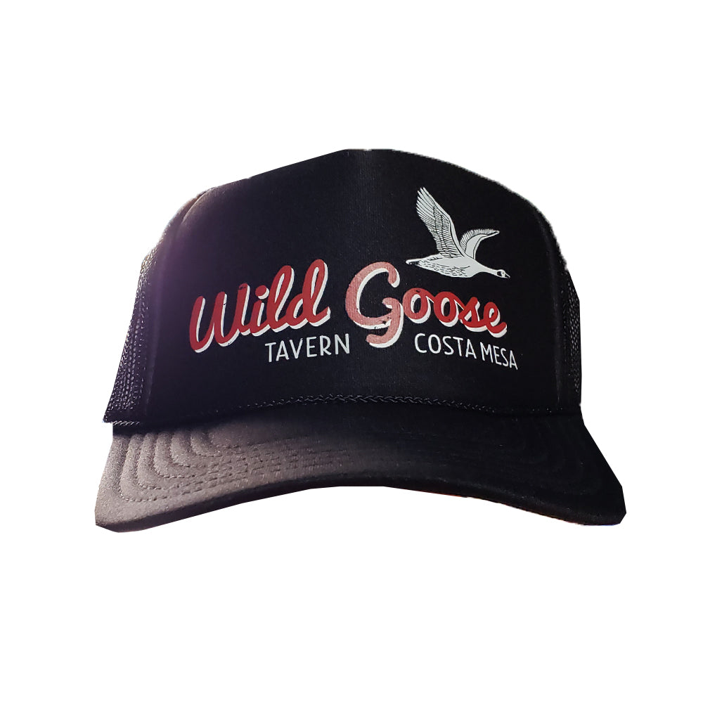 WILD GOOSE TRUCKER HAT - BLACK with Red Logo – Wild Goose Costa Mesa